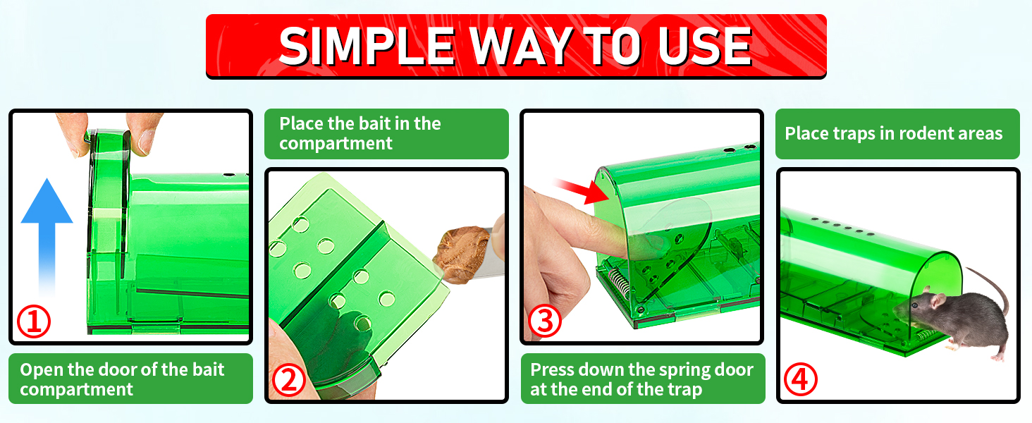 Animal Catcher for Mouse, Mole, Rat Trap Easy to Set in Basement, Old House, Garage