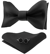 Adam Young Men's Self Tie Bow Tie Sets w/Pocket Squares & Cufflinks Sami-Glossy Satin Classy Bowt...