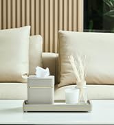 Cloudever Tissue Box Holder Cover Square, Modern PU Leather Decorative Tissue Cube Holder Organiz...