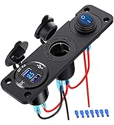 Dual QC3.0 Cigarette Lighter Socket Splitter, USB Car Charger Socket Panel Switch 250W Waterproof...