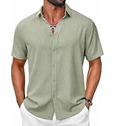 COOFANDY Mens Casual Button Down Shirt Short Sleeve Summer Shirt for Beach Vacation Resort Wear