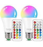 DASINKO LED Color Changing Light Bulb with Remote Control, 10W E26 RGB+Daylight White 5700K LED B...