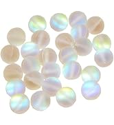 100Pcs 8mm Matte Crystal Glass Beads Mermaid Aurora Beads Moonstone Beads Bead Assortments for Je...