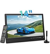 Feihe 14 inch Small Kitchen TV Portable with Antenna ATSC Tuner, Built-in TV Stand and Remote Con...