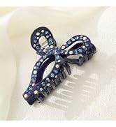 AWAYTR Rhinestone Hair Bow Claw Clip for Women, 4.3", Butterfly Style, Non Slip, for Long Thick H...