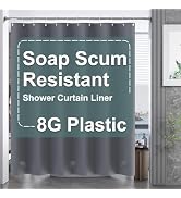 AmazerBath Dark Grey Shower Curtain Plastic, PEVA Shower Curtain Heavy Duty, Gray Shower Curtains...