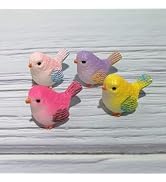 4 Pcs Mini Resin Birds, Miniature Bird Figurines, Fairy Garden Accessories and Supplies, Micro La...