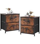 DUMOS Nightstand Small Dresser with 2 Fabric Drawers Side Tables Bedroom End Table Kids Bedside S...