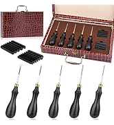 TLKKUE Leather Trimming Tools, 5 PCS of Leather Edge Beveler Skiving Kit with Sandalwood Handle, ...
