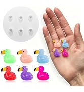 Cute Tiny Flamingo Figurines Resin Silicone Mold Micro Dollhouse Animal Epoxy Casting Mold for DI...