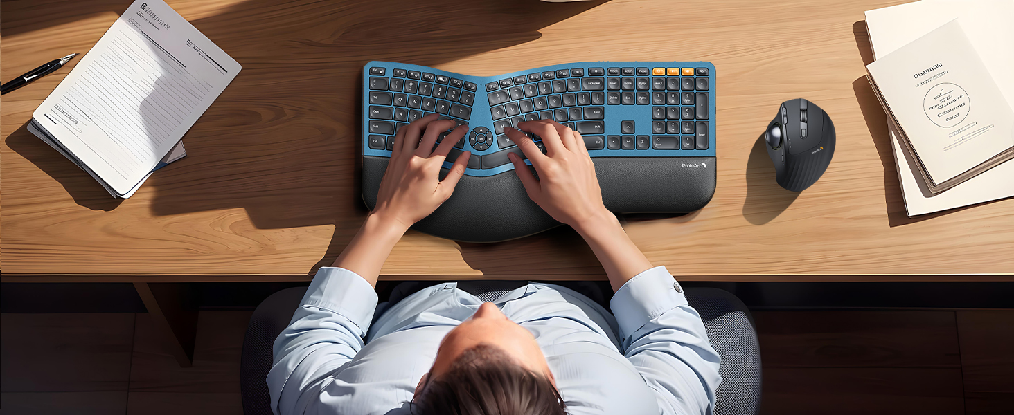 Backlit Wireless Ergonomic Keyboard