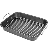 Deluxe Non Stick Roaster Pan/Turkey Roasting Pan with Rack and Handles, Excellent Broiler Pan for...