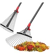 Rake, Adjustable Rake for Leaves with 9”-17” Rake Head, Rakes for Lawns Heavy Duty, 60 in Garden ...
