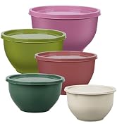 Greentainer Plastic Mixing Bowls with Lids Set for Kitchen, Nesting Bowls for Mixing, Baking, Pre...