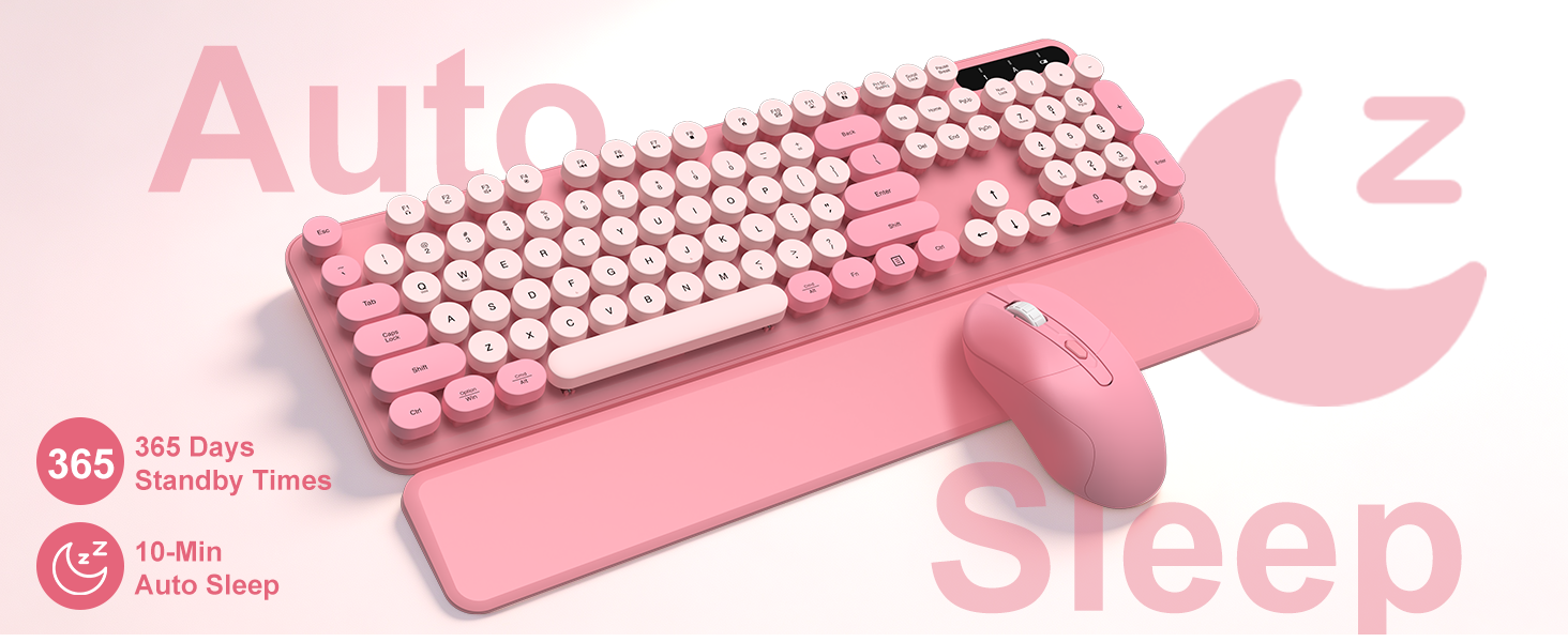 Pink Wireless Keyboard and Mouse Combo