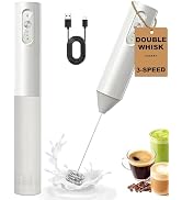 Soenglyun 3-Speed Rechargeable Milk Frother with Cover, Dual Coil Whisk Coffee Frother Handheld -...