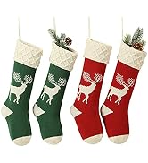 GOER Knit Christmas Stockings 18" Pack of 4,Elk Pattern