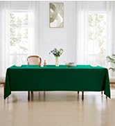 Aocoz Rectangle Tablecloths 90x132 Inch 2 Pack Dark Green Tablecloth Washable Decorative Linen Po...