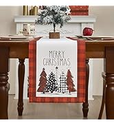 Christmas Table Runner 13x72 Inch, Xmas Trees Snowflakes Holiday Decoration for Kitchen Dining Ta...