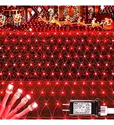 HEYFUNi 360 LED Christmas Net Lights Plug in, 13FT x 5FT Red Mesh Lights | Connectable Bush Light...
