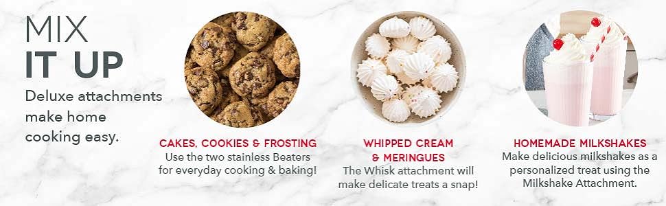 Hand Mixer, Compact, 3 Speed, Beaters, Whisk, Milkshake,