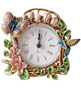 Pewery Decorative Mini Table Clock, Vintage Metal Silent Analog Clock Quartz Battery Operated Tab...
