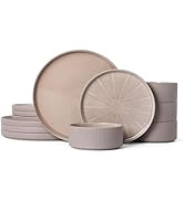 ALOFMO Dinnerware Sets for 4, Ceramic Plates and Bowls Set 12 Piece Dinnerware Chip Resistant Sto...
