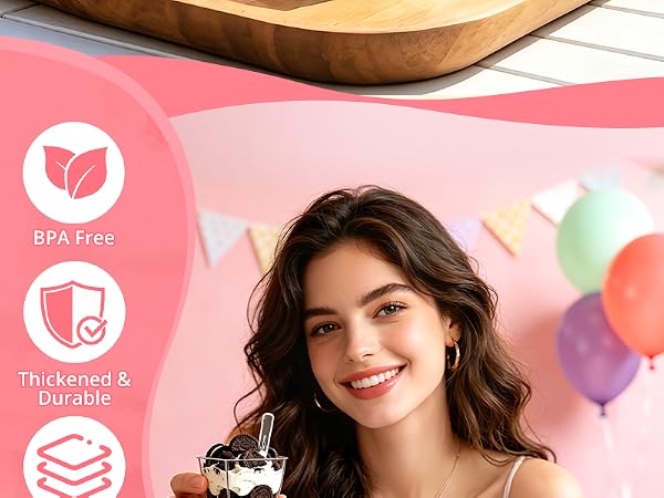 5oz Plastic Dessert Cups with Lids and Spoons