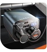 LISEN 5-in-1 Car Cigarette Lighter Splitter, 140W 2-Socket Cigarette Lighter Adapter With PD 30W ...