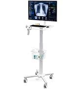 MB-C13-2 Lightweight Medical Trolley Cart for 17" to 32" Monitor with Keyboard Table, Basket, Sca...