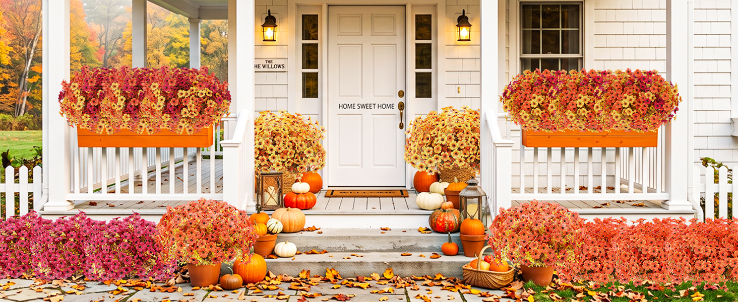 Artificial Fall Flowers Fake Plants for Outdoors Autumn Decoration