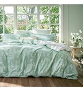 Bedsure Duvet Cover Queen Size - Reversible Green Queen Duvet Cover Set with Zipper Closure, 3 Pi...