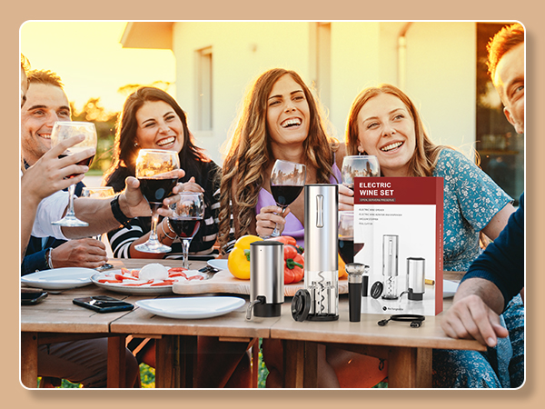 Electric Wine Opener Set, 4 in 1 Electric Wine Bottle Opener