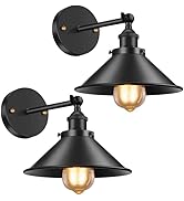 Licperron Black Wall Sconce, Industrial Vintage Wall Sconces Lighting Set of Two for Bedroom Kitc...