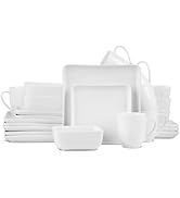 Stone Lain Amy Porcelain Dinnerware Set, 24-Piece Service for 6, White