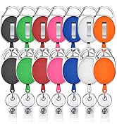 14 Pack Retractable Badge Holder Viaky Mixed Colors Carabiner Badge Reel with Clips for Key Ring ...