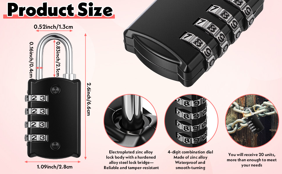 20 Pcs 4 Digit Combination Lock
