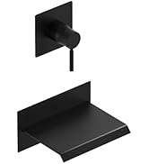BWE Wall Mount Bathtub Faucet Matte Black Single Handle Bathtub Faucet with Rough in Valve High F...