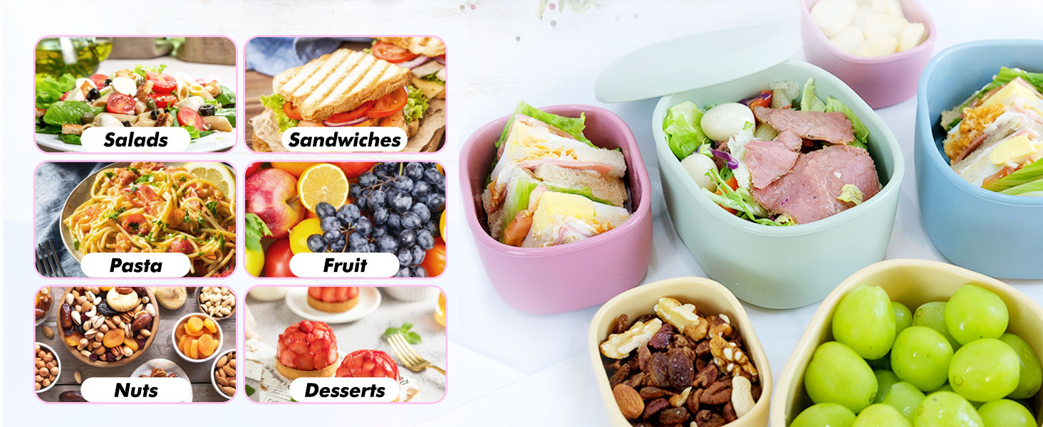 Pink Blue Green Yellow Sandwiches Salad Pasta Snack Kids Meal Prep Home Kitchen Christmas Prime Day