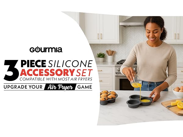 3 Piece Air Fryer Accessory Kit From Gourmia Air Fryer Basket Liner