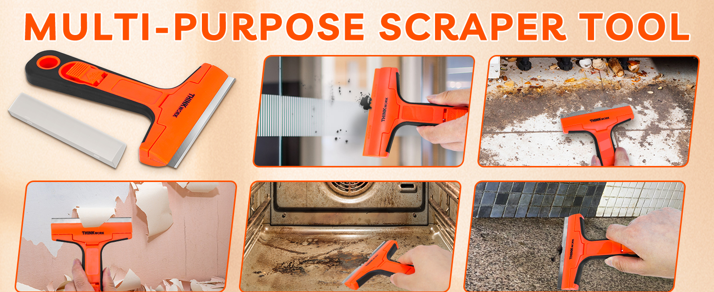 Multi-purpose window glass scraper