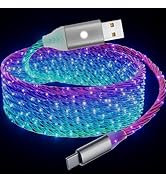 ULIKTO 6.6ft/2m USB Type C Cable Switch On/Off Led Light Up Charger Cable 66W 5A QC3.0 Visible RG...