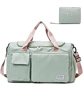 Travel Bag, Large Capacity Folding, Sports Gym with Wet Pocket & Shoes Compartment, Foldable Duff...
