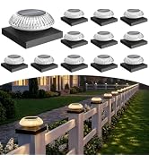 Gahomlumy 4x4 Solar Post Cap Lights 3 Color Modes,12 Pack Fence Post Lights Outdoor for Wooden/Vi...