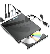 Taopjwr External CD/DVD Drive for Laptop, 7-in-1 USB 3.0 Type-C DVD Player Portable Disk Drive Pl...