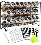 SWOMMOLY Spice Rack Organizer with 24 Empty Square Spice Jars, 396 Spice Labels with Chalk Marker...