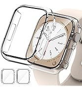 2 Pack Hard PC Case Compatible with Apple Watch Series 8 Series 7 45mm Screen Protector, EWUONU T...