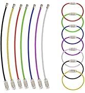 AMUU Keychain,Keychain Loop 14 Pack of 6.3 Inches Stainless Steel Wire Ring 2mm Cable Loop Rings ...
