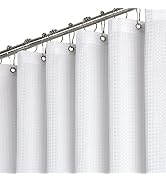 Dynamene White Fabric Shower Curtain - Waffle Weave Heavy Duty Hotel Luxury Cloth Shower Curtains...