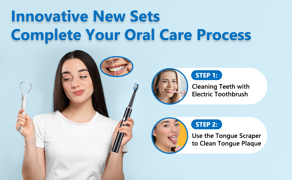 Innovative toothbrush and tongue scraper sets